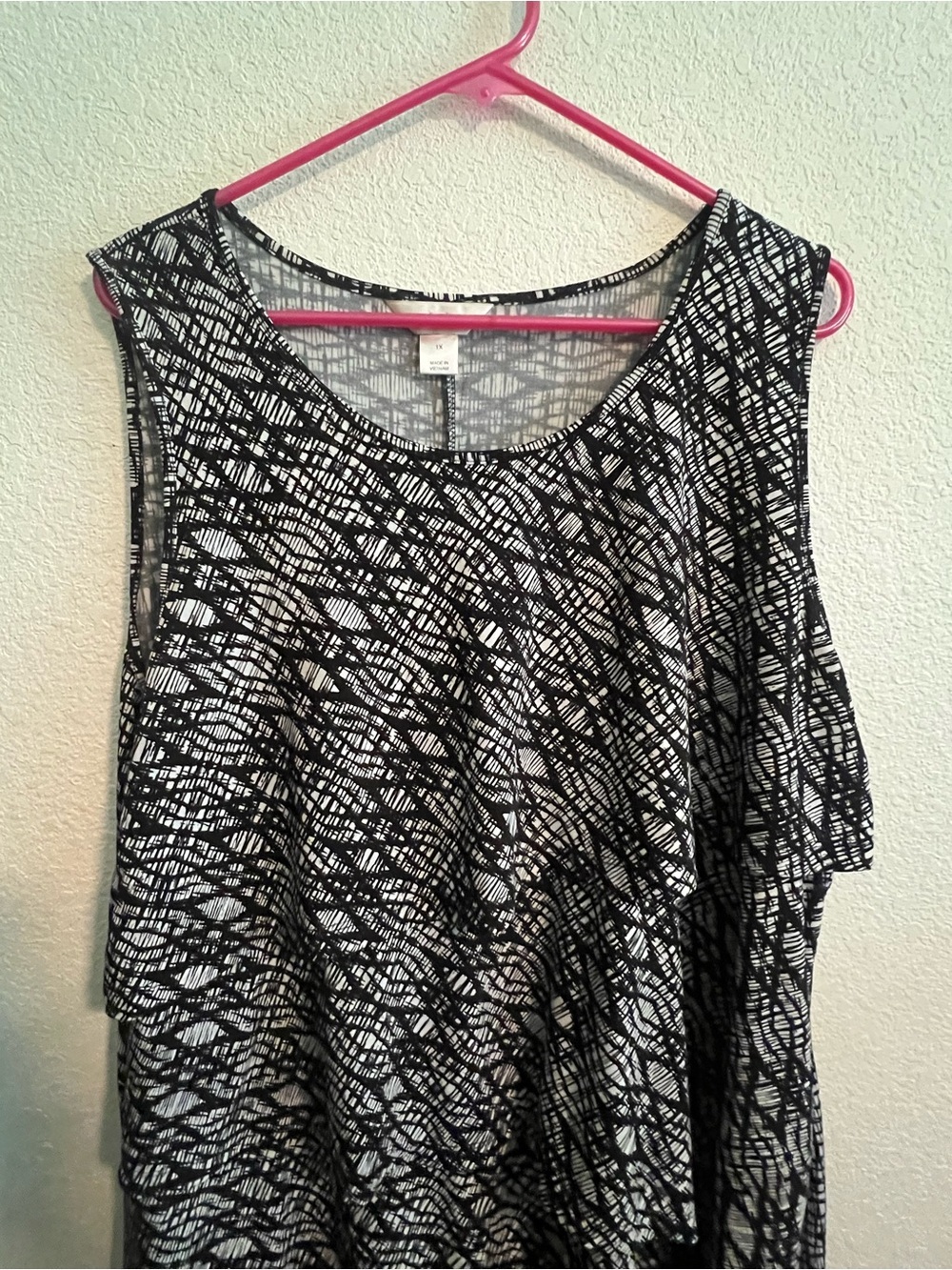 CJ Banks Sleeveless Black & White Printed Tank Dress 1X - Picture 2 of 9